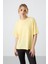 Sarı Penye Modal Yumuşak Tuşeli Oversize Fit Basic Kadın T-Shirt- 97285 7