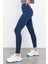 İndigo Yüksek Bel Toparlayıcı Slim Fit Dar Paça Kadın Tayt - 94011 7