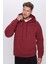 Unisex Oversize Geniş Kesim Pamuklu Yumuşak Dokulu Içi Polarlı Basic Bordo Kapüşonlu Sweatshirt 1