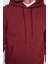 Unisex Oversize Geniş Kesim Pamuklu Yumuşak Dokulu Içi Polarlı Basic Bordo Kapüşonlu Sweatshirt 3