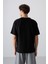 Siyah Pamuklu Kalın Yumuşak Dokulu Oversize Fit Baskılı Erkek T-Shirt - 88328 10