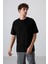 Siyah Pamuklu Kalın Yüzeyi Dokulu Oversize Fit Basic Erkek T-Shirt - 88339 9