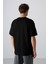 Siyah Pamuklu Kalın Yüzeyi Dokulu Oversize Fit Basic Erkek T-Shirt - 88339 10