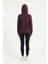 Kadın Kapüşonlu Regular Fit Şardonlu Baskılı Sweatshirt Bordo 5