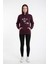Kadın Kapüşonlu Regular Fit Şardonlu Baskılı Sweatshirt Bordo 6