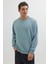 Unisex Relax Fit Rahat Kesim %100 Pamuk Basic Mavi Bisiklet Yaka Sweatshirt 1