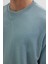 Unisex Relax Fit Rahat Kesim %100 Pamuk Basic Mavi Bisiklet Yaka Sweatshirt 3