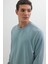 Unisex Relax Fit Rahat Kesim %100 Pamuk Basic Mavi Bisiklet Yaka Sweatshirt 5