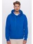 Unisex Oversize Geniş Kesim Pamuklu Yumuşak Dokulu Içi Polarlı Basıc Sax Mavi Kapüşonlu Sweatshirt 4