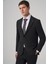 Erkek Siyah Poliviskon Basic Slim Fit Sivri Yaka Takım Elbise 3