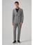 Erkek Gri Poliviskon Trend Desenli Slim Fit Sivri Yaka Takım Elbise 3