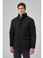 Erkek Siyah Polyester Çıtçıtlı Kapüşonlu Mont 1
