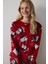 Kırmızı Penguen Desenli Bisiklet Yaka Pijama Takımı 3