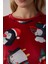 Kırmızı Penguen Desenli Bisiklet Yaka Pijama Takımı 4