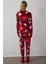 Kırmızı Penguen Desenli Bisiklet Yaka Pijama Takımı 5