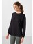 Siyah Yumuşak Dokulu O Yaka Rahat Form Kadın Tunik Sweatshirt - 97305 9