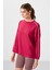 Viva Kırmızı Yumuşak Dokulu O Yaka Oversize Kadın Tunik Sweatshirt - 97303 8