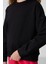 Siyah Pamuklu İçi Tüylü Yumuşak Dokulu Oversize Nakışlı Kız Çocuk Sweatshirt - 75150 8