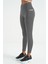 Koyu Gri Logo Baskı Detaylı Yüksek Bel Dalgıç Kumaş Slim Fit Kadın Tayt - 94627 8