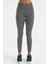Koyu Gri Logo Baskı Detaylı Yüksek Bel Dalgıç Kumaş Slim Fit Kadın Tayt - 94627 9