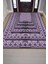 Mor Renkli Geomterik Madalyon Desenli Çiçekli Oturma Odası Halısı, Kaymaz Tabanlı Mutfak Halısı 4