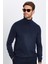 Erkek Slim Fit Dar Kesim Yumuşak Dokulu Tüylenmeyen Lacivert Tam Balıkçı Yaka Triko Kazak 2