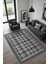 Modern Geometrik Gri Halı, Kareli Minimalist Ev Dekoru Halısı, Yıkanabilir Ekose Halı 1