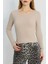 Bisiklet Yaka Parmak Geçmeli Kaşkorse Bluz Bej 5