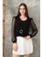 Tokalı Tül Kollu Bluz Siyah 1