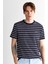 Erkek Lacivert Regular Fit Bisiklet Yaka Çizgili T-Shirt 2003326.433 5