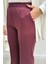 Scuba Kumaş Beli Lastikli Pare Tesettür Pantolon- Bordo 6