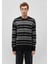 Yün Karışımlı Çizgili Siyah Kazak 0710235-900 12
