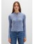 Düğme Detaylı Mavi Tişört 1613695-86802 16
