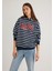 Mavi Logo Baskılı Lacivert Çizgili Sweatshirt 1S10118-81518 14