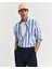 Erkek Mavi Regular Fit Düğmeli Yaka Çizgili Gömlek 3250043.407 1