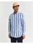 Erkek Mavi Regular Fit Düğmeli Yaka Çizgili Gömlek 3250043.407 4
