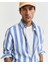 Erkek Mavi Regular Fit Düğmeli Yaka Çizgili Gömlek 3250043.407 6