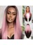 Koyu Kestane Pembe Ombreli Fiber Sentetik Tül Peruk 1