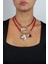 Charm Detaylı Çoklu Tasarım Kırmızı Choker Kolye 1