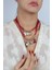 Charm Detaylı Çoklu Tasarım Kırmızı Choker Kolye 3