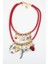Charm Detaylı Çoklu Tasarım Kırmızı Choker Kolye 5