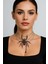 Örümcek Form Siyah Taşlı Çoklu Zincir Choker Kolye 5