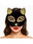 Siyah Renk Gold Simli Süet Kaplama Kedi Maskesi 18X14 cm 1
