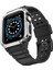 OMR02 Apple Watch 42MM KR401 Silikon Kordon - Siyah-Gümüş 1