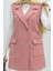 Cepli Düğmeli Buklet Astarsız Tesettür Yelek- Pembe 2