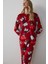Kırmızı Penguen Desenli Bisiklet Yaka Pijama Takımı 2