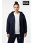 Kadın Büyük Beden Fermuarlı Kapüşonlu Sweatshirt Hırka - Rahat Kalıp SPR26BHR960 1