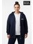 Kadın Büyük Beden Fermuarlı Kapüşonlu New York Baskılı Sweatshirt Hırka SPR26BHR923 1