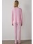 Gül Kurusu Cozy Time Ekoseli Uzun Kollu Pijama Takımı 4