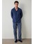 Indigo Melanj Erkek Düğmeli Gömlek Pantolon Pijama Takımı 1